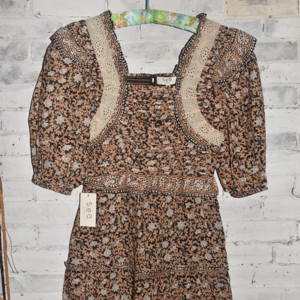 NWT SEA Irina Dress Beautiful Lace Pleating Size Small $425!